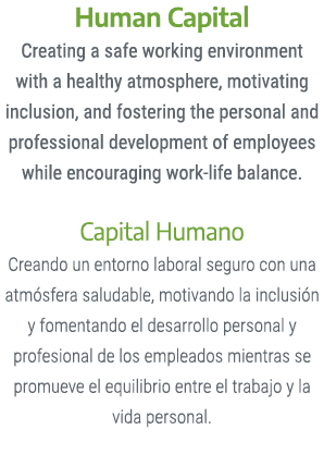 Human Capital Creating a safe working environment with a healthy atmosphere, motivating inclusion, and fostering the ...