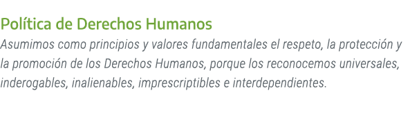 Pol tica de Derechos Humanos Asumimos como principios y valores fundamentales el respeto, la protecci n y la promoci ...