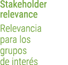 Stakeholder relevance Relevancia para los grupos de inter s