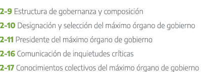 2 9 Estructura de gobernanza y composici n 2 10 Designaci n y selecci n del m ximo rgano de gobierno 2 11 Presidente...