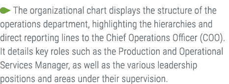 ￼ The organizational chart displays the structure of the operations department, highlighting the hierarchies and dire...