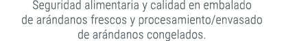 Seguridad alimentaria y calidad en embalado de ar ndanos frescos y procesamiento/envasado de ar ndanos congelados.