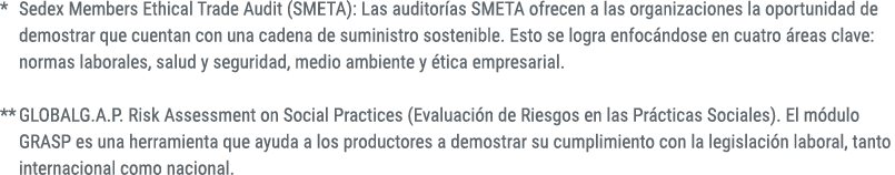 * Sedex Members Ethical Trade Audit (SMETA): Las auditor as SMETA ofrecen a las organizaciones la oportunidad de demo...