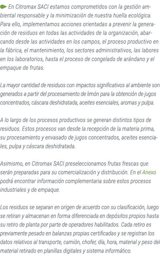 ￼ En Citromax SACI estamos comprometidos con la gesti n ambiental responsable y la minimizaci n de nuestra huella eco...
