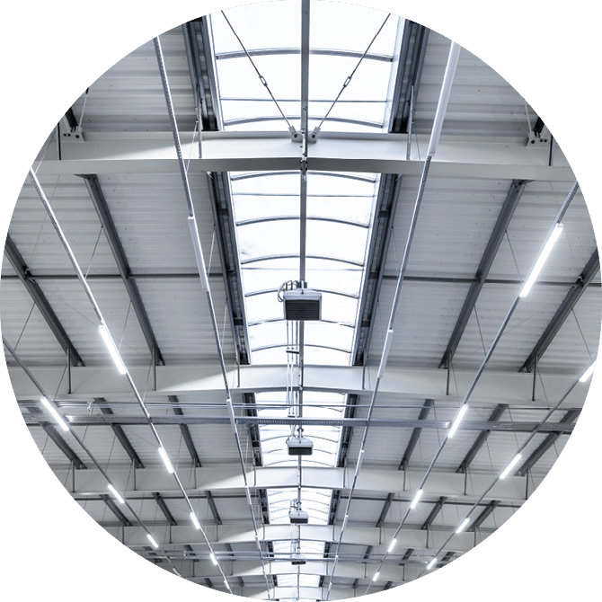 large industrial hall - transport warehouse - modern LED lighting