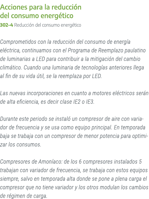 Acciones para la reducci n del consumo energ tico 302 4 Reducci n del consumo energ tico Comprometidos con la reducci...