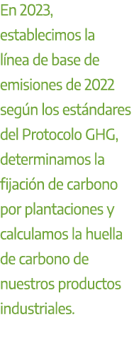 En 2023, establecimos la l nea de base de emisiones de 2022 seg n los est ndares del Protocolo GHG, determinamos la f...