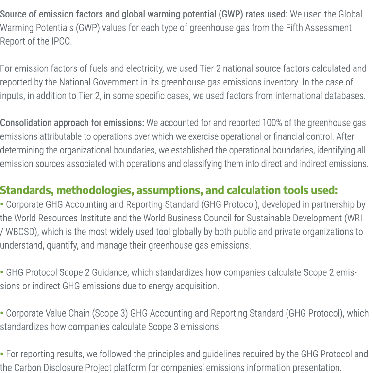 Source of emission factors and global warming potential (GWP) rates used: We used the Global Warming Potentials (GWP)...