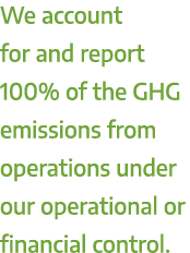 We account for and report 100% of the GHG emissions from operations under our operational or financial control.