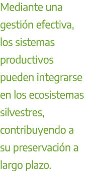 Mediante una gesti n efectiva, los sistemas productivos pueden integrarse en los ecosistemas silvestres, contribuyend...
