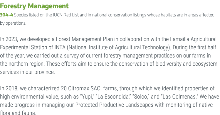 Forestry Management 304 4 Species listed on the IUCN Red List and in national conservation listings whose habitats ar...