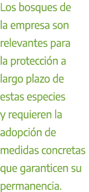 Los bosques de la empresa son relevantes para la protecci n a largo plazo de estas especies y requieren la adopci n d...