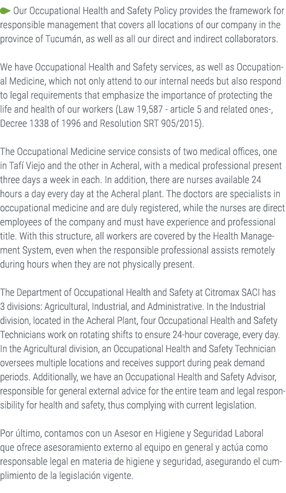 ￼ Our Occupational Health and Safety Policy provides the framework for responsible management that covers all locatio...