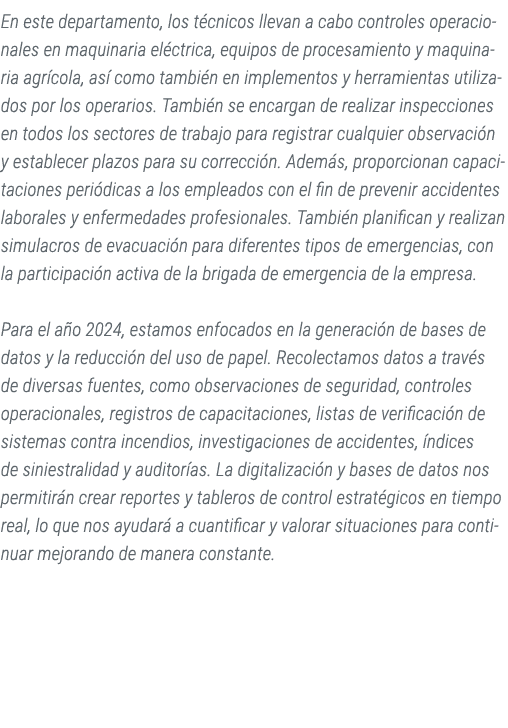En este departamento, los t cnicos llevan a cabo controles operacionales en maquinaria el ctrica, equipos de procesam...