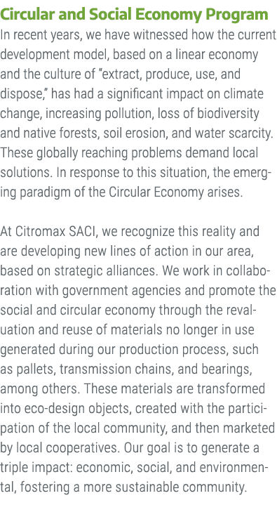 Circular and Social Economy Program In recent years, we have witnessed how the current development model, based on a ...